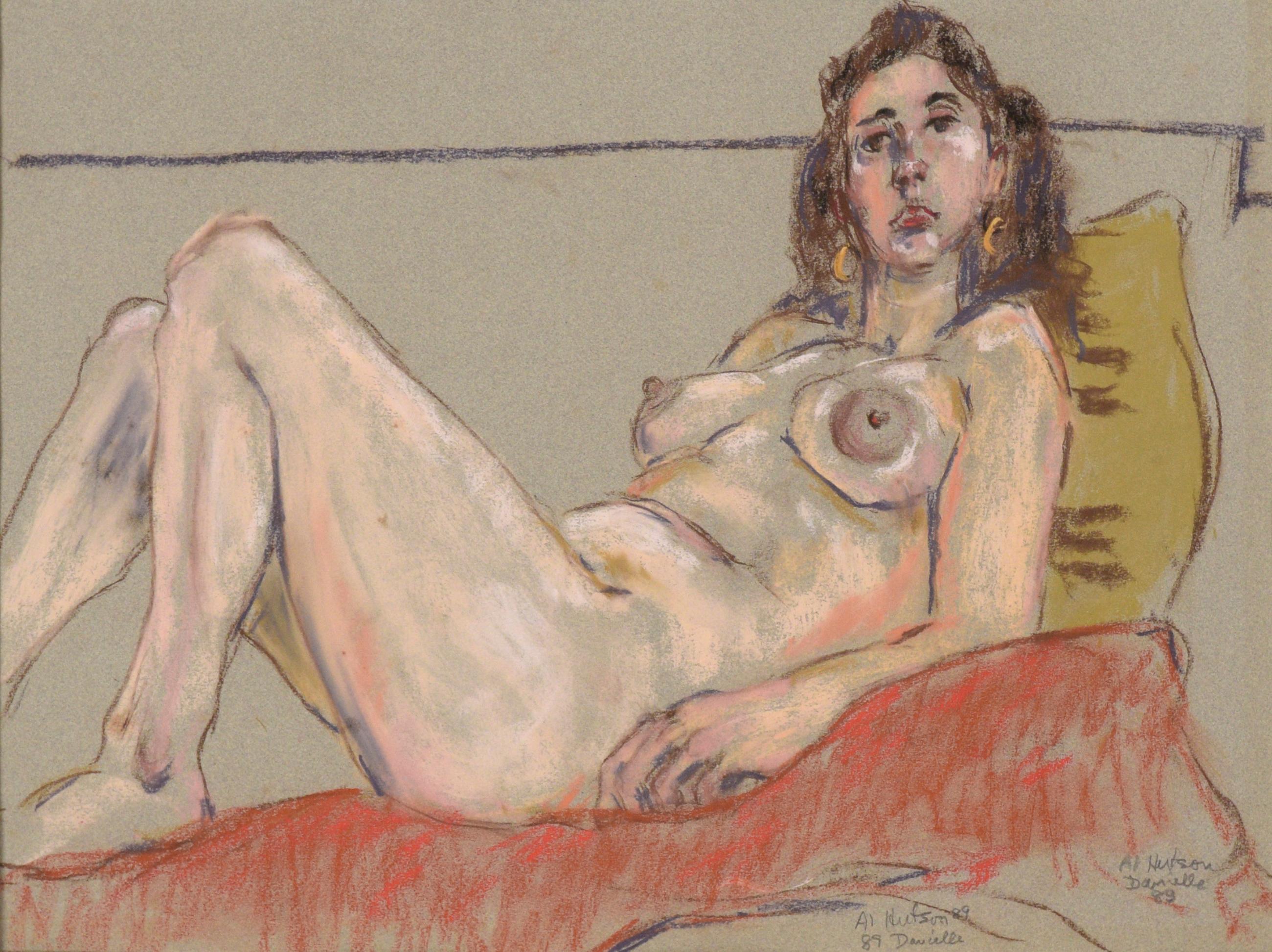 « Danielle », dessin figuratif d'un nu au pastel sur papier - Art de Albert L. Hutson