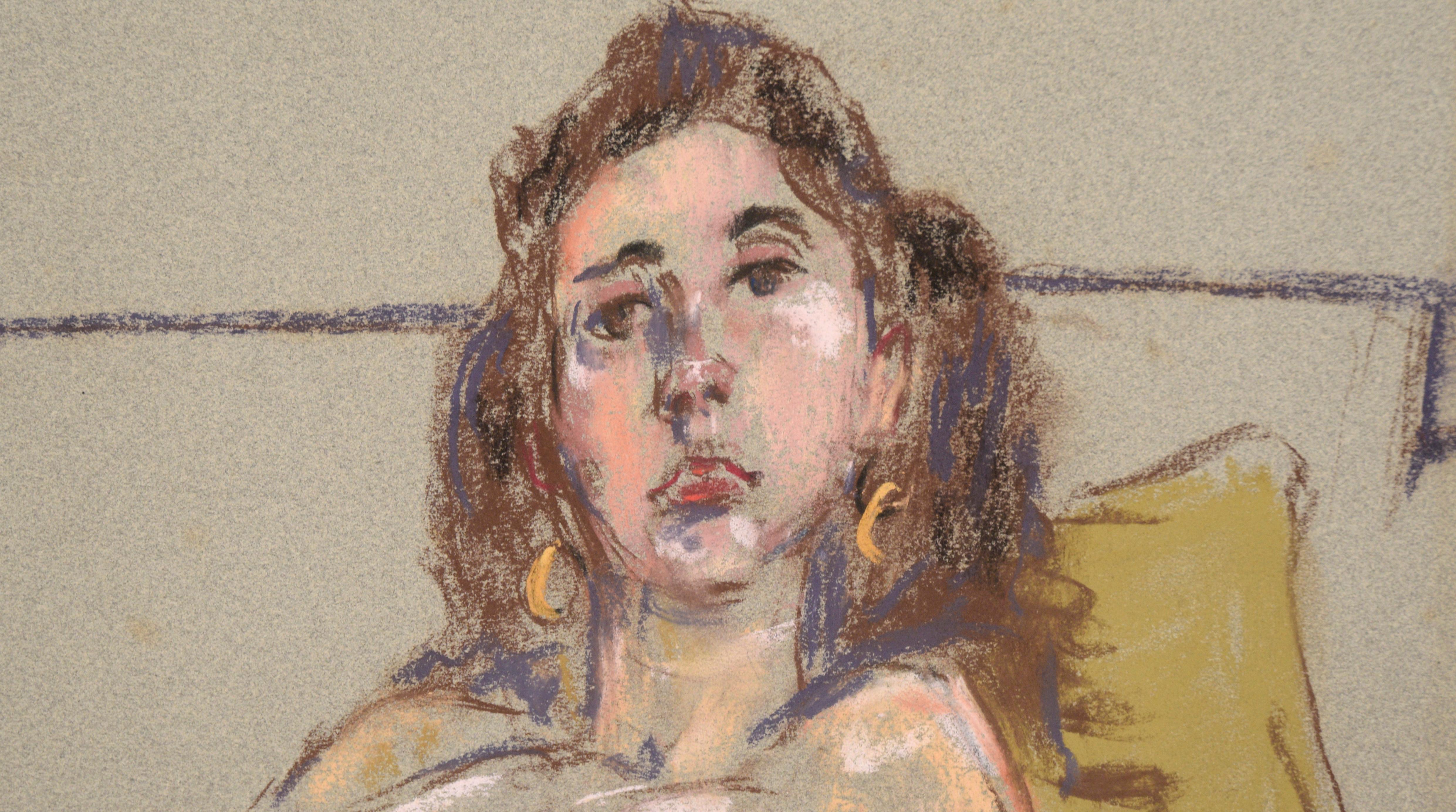 « Danielle », dessin figuratif d'un nu au pastel sur papier - Impressionnisme américain Art par Albert L. Hutson