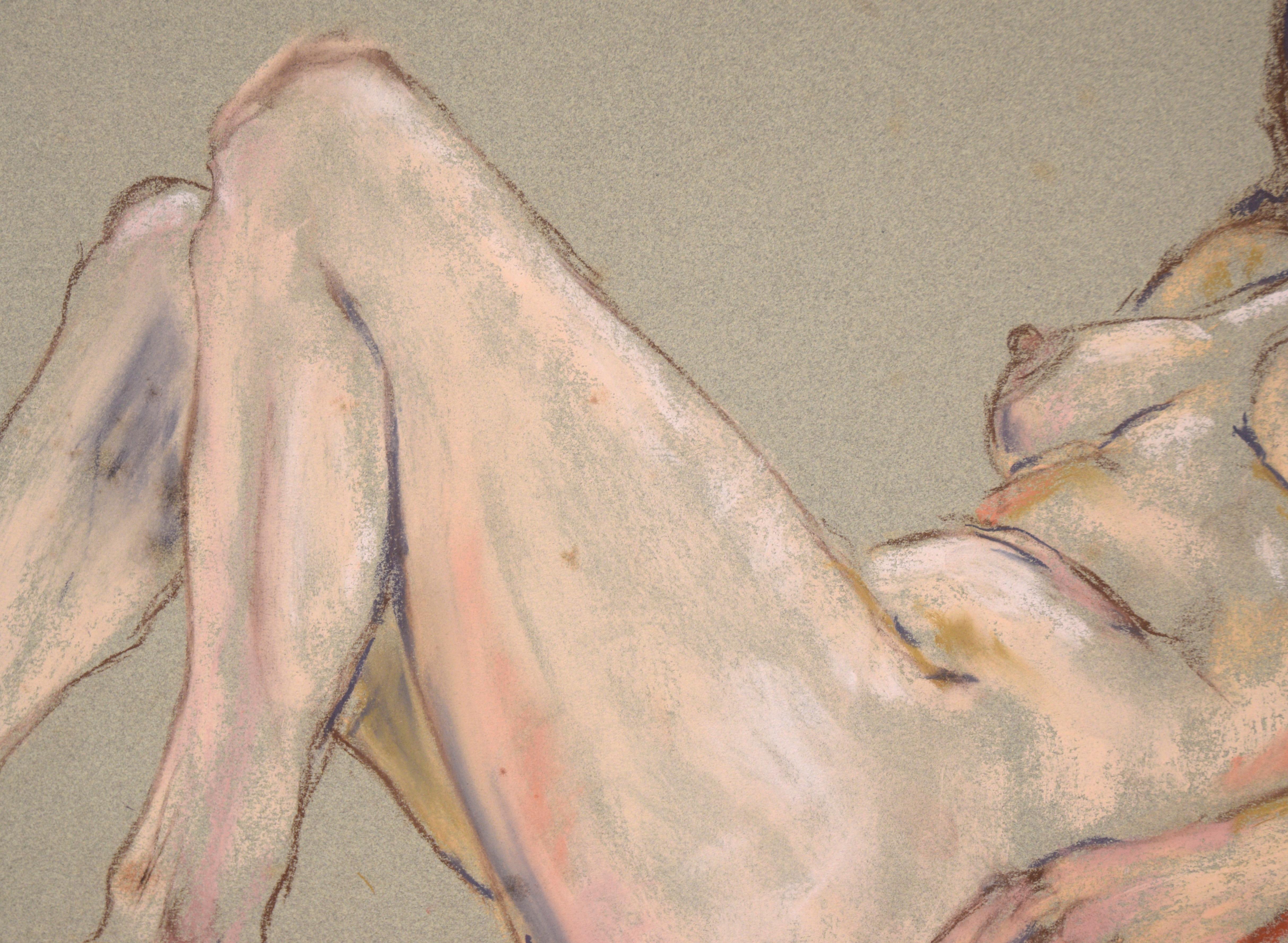 « Danielle », dessin figuratif d'un nu au pastel sur papier en vente 1