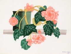 Begonias roses - Étude florale à l'aquarelle sur papier épais