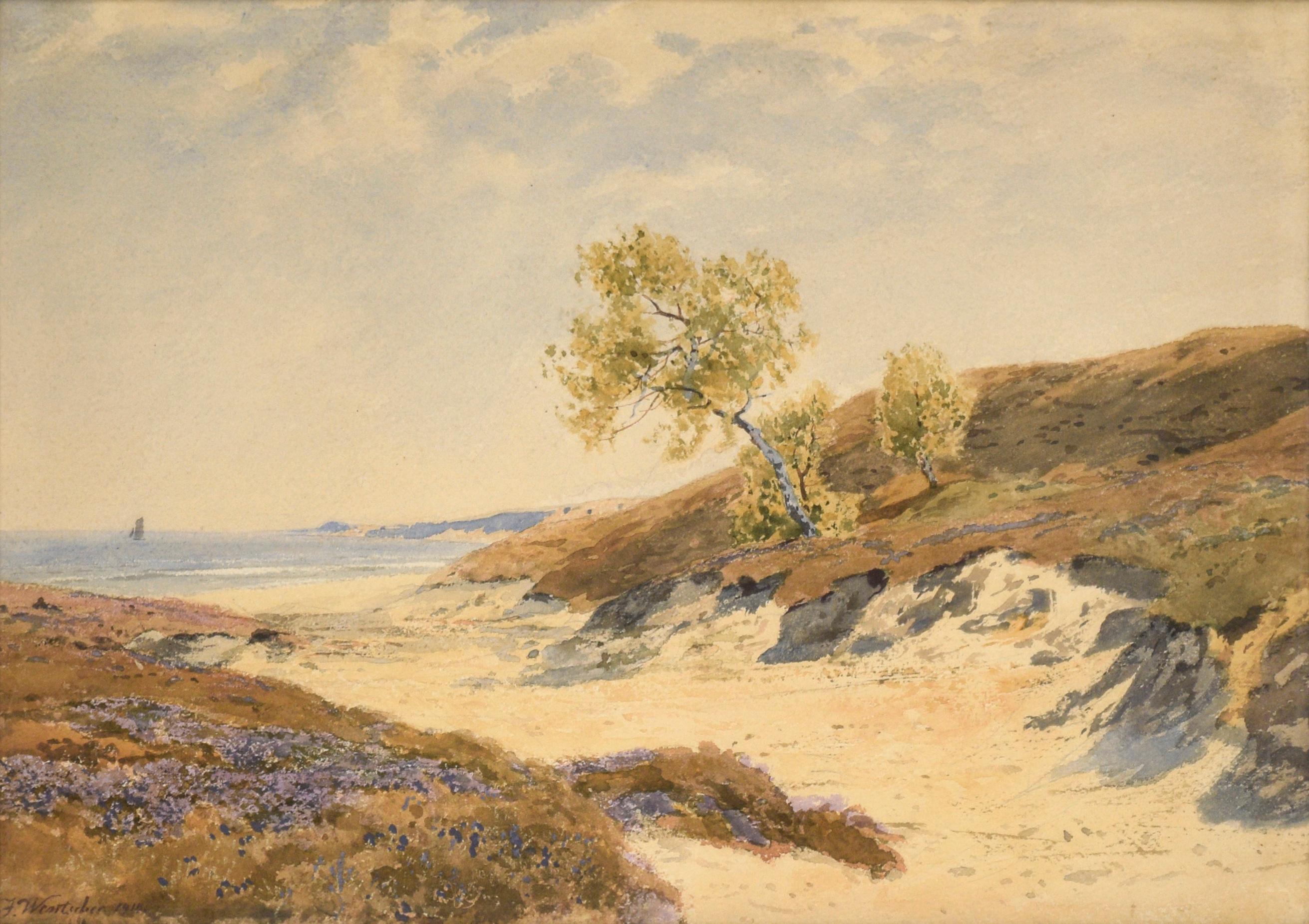 Dunes and Baltic Sea coast near Warnicken 1910 Watercolor  - Art by Julius Theophil Wentscher