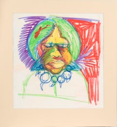 Grandmother with Her Necklace - Portrait in Pastel on Paper