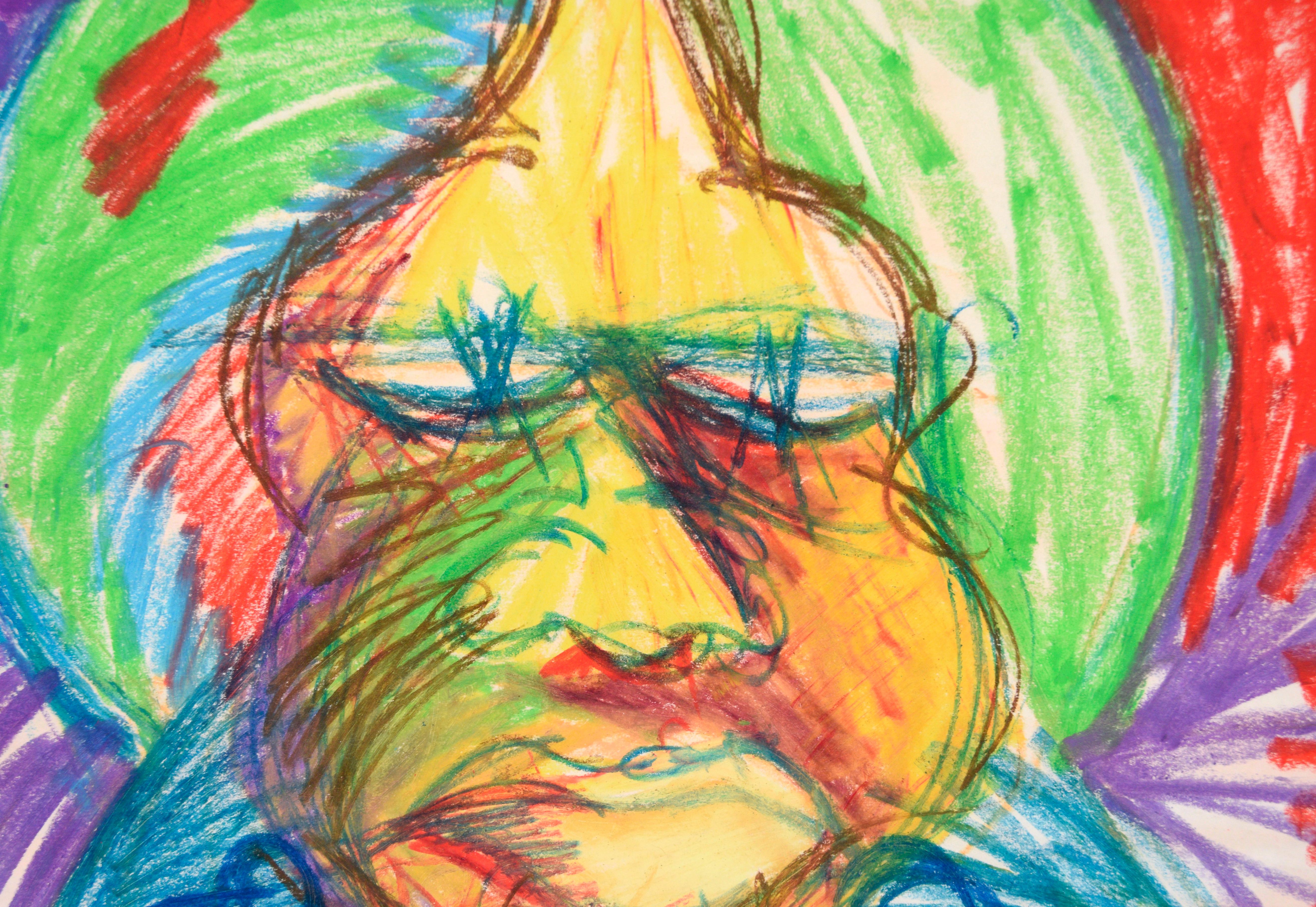 La grand-mre avec son collier - Portrait au pastel sur papier - Beige Abstract Drawing par Michael William Eggleston