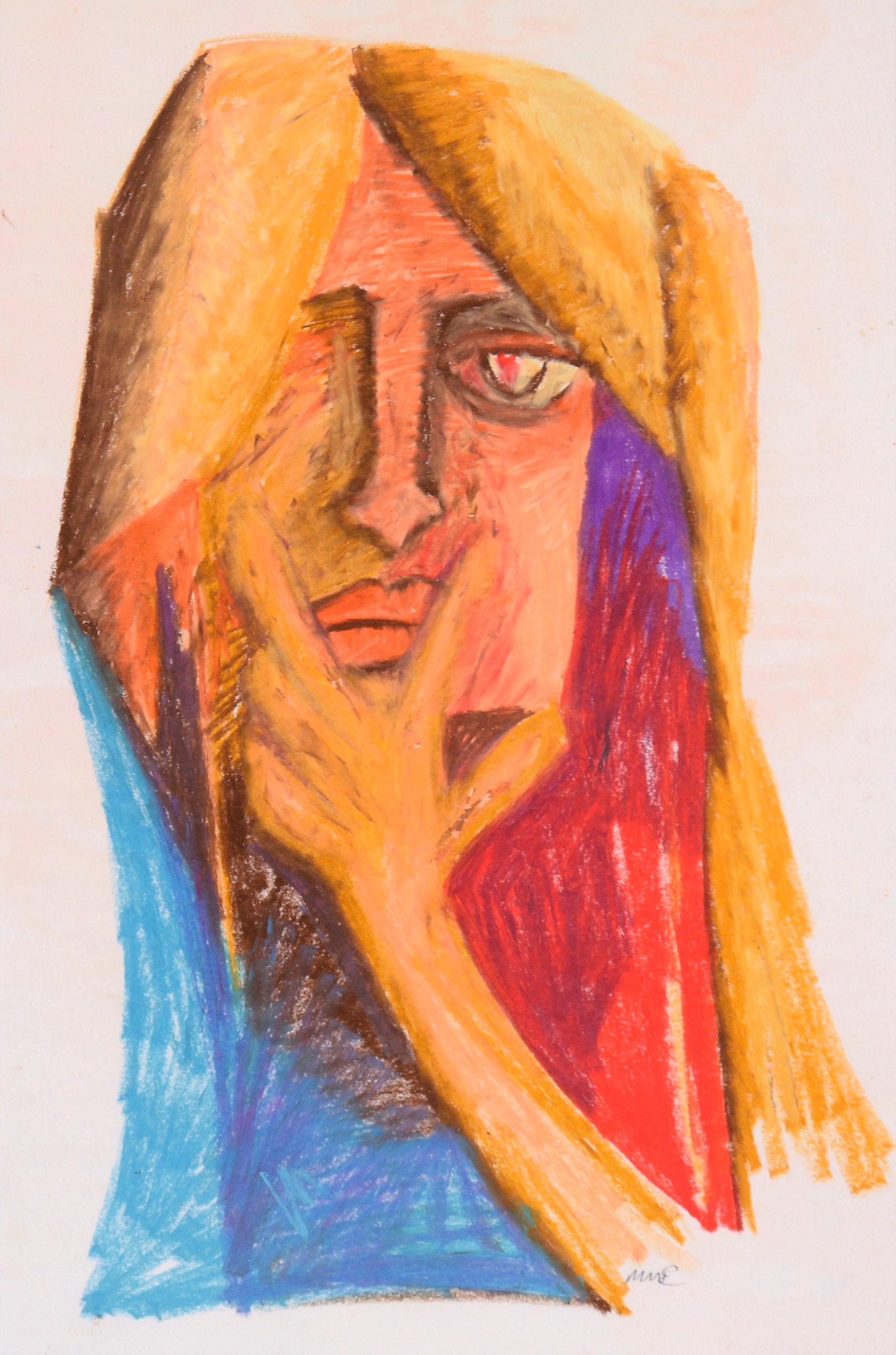Geste – Porträt in Pastell auf Papier – Art von Michael William Eggleston