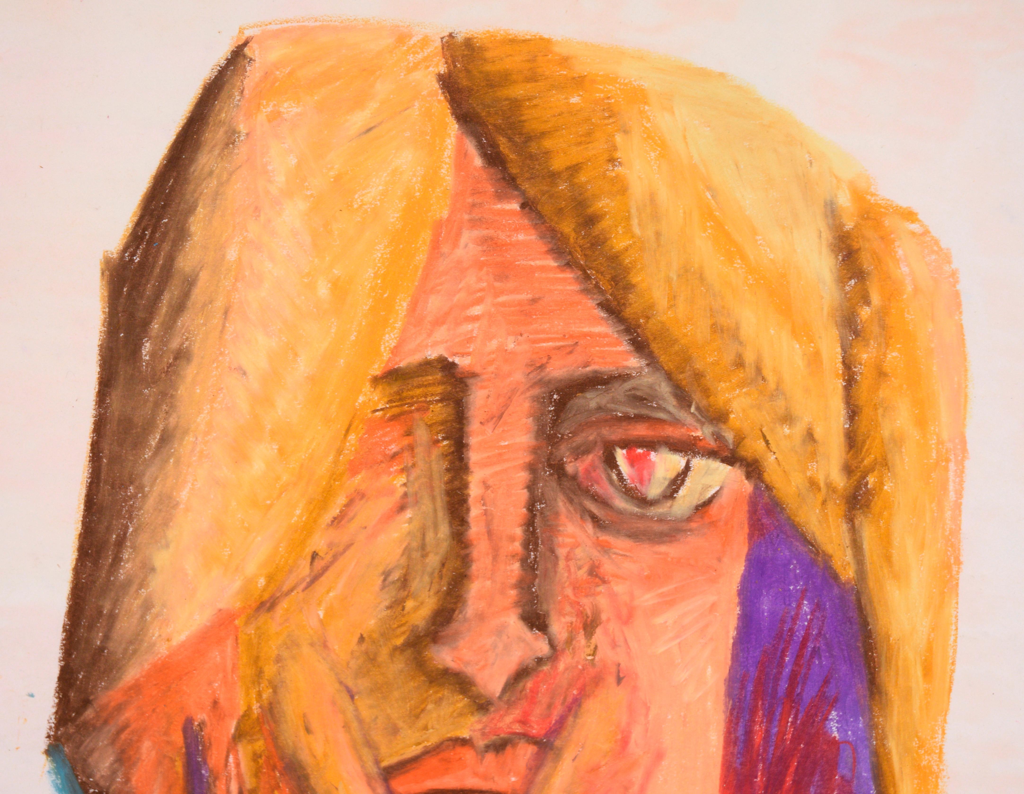Geste – Porträt in Pastell auf Papier (Fauvismus), Art, von Michael William Eggleston