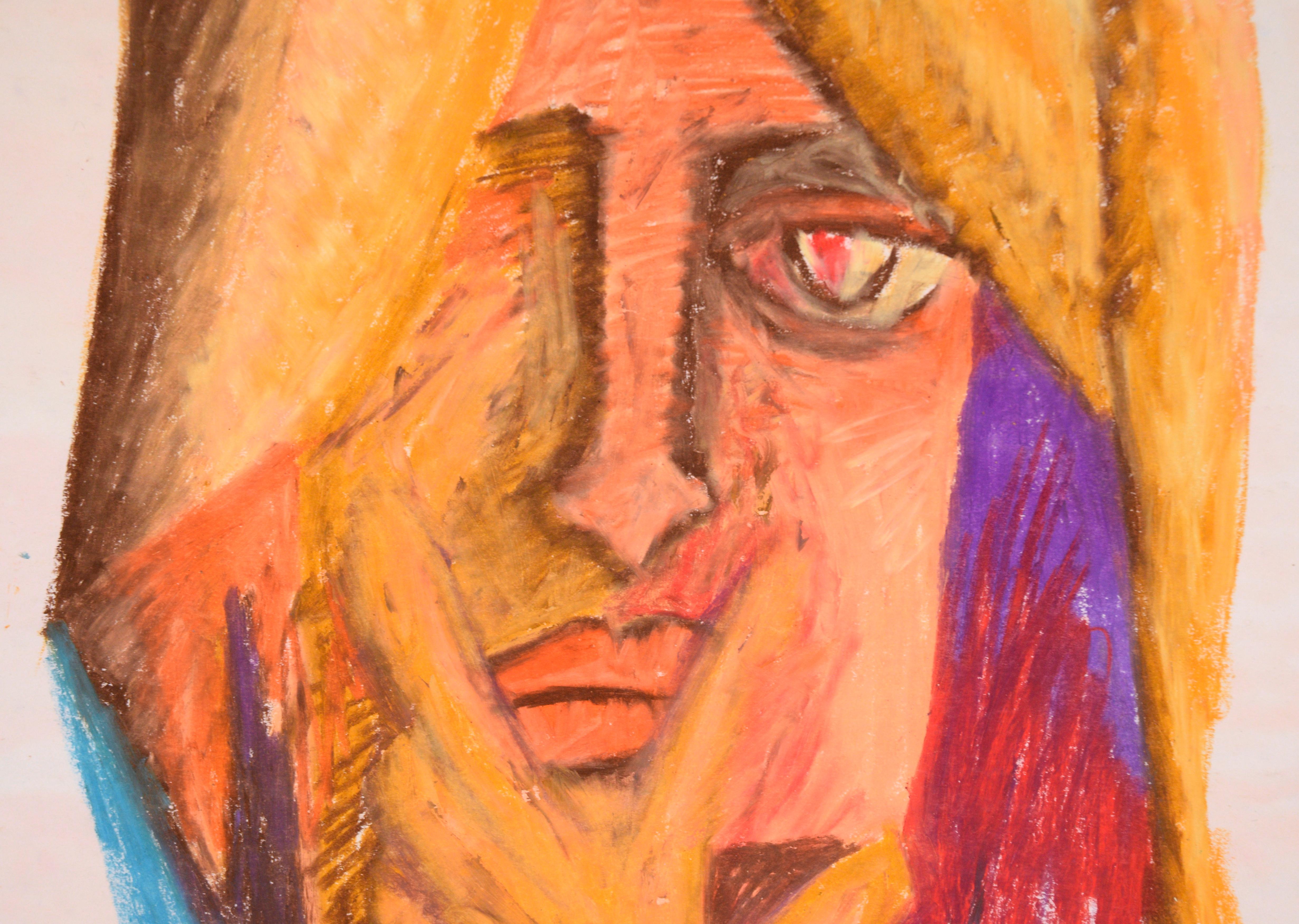 Geste – Porträt in Pastell auf Papier (Grau), Portrait, von Michael William Eggleston