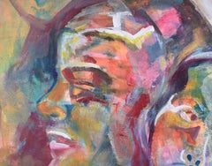 Portrait fauviste  double portrait en acrylique sur papier