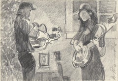 „The Lowest Pair“ - Live Action Figurative Zeichnung von Musikern mit Bleistift