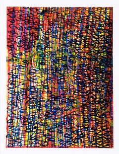 "6" - Outsider Art geometrica astratta a penna su carta