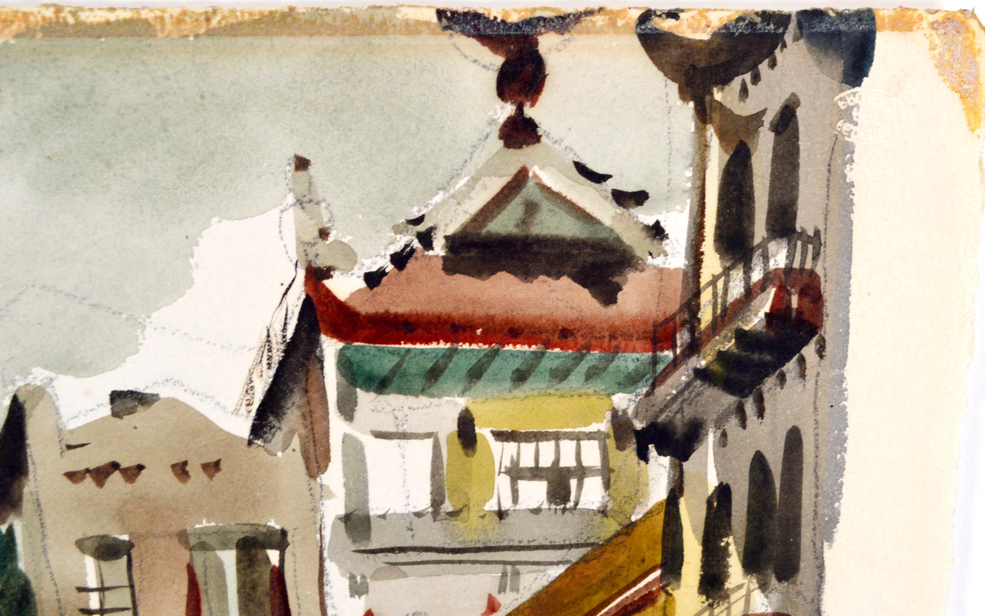 China Town Park San Francisco an einem sonnigen Tag  Aquarell 1940 1