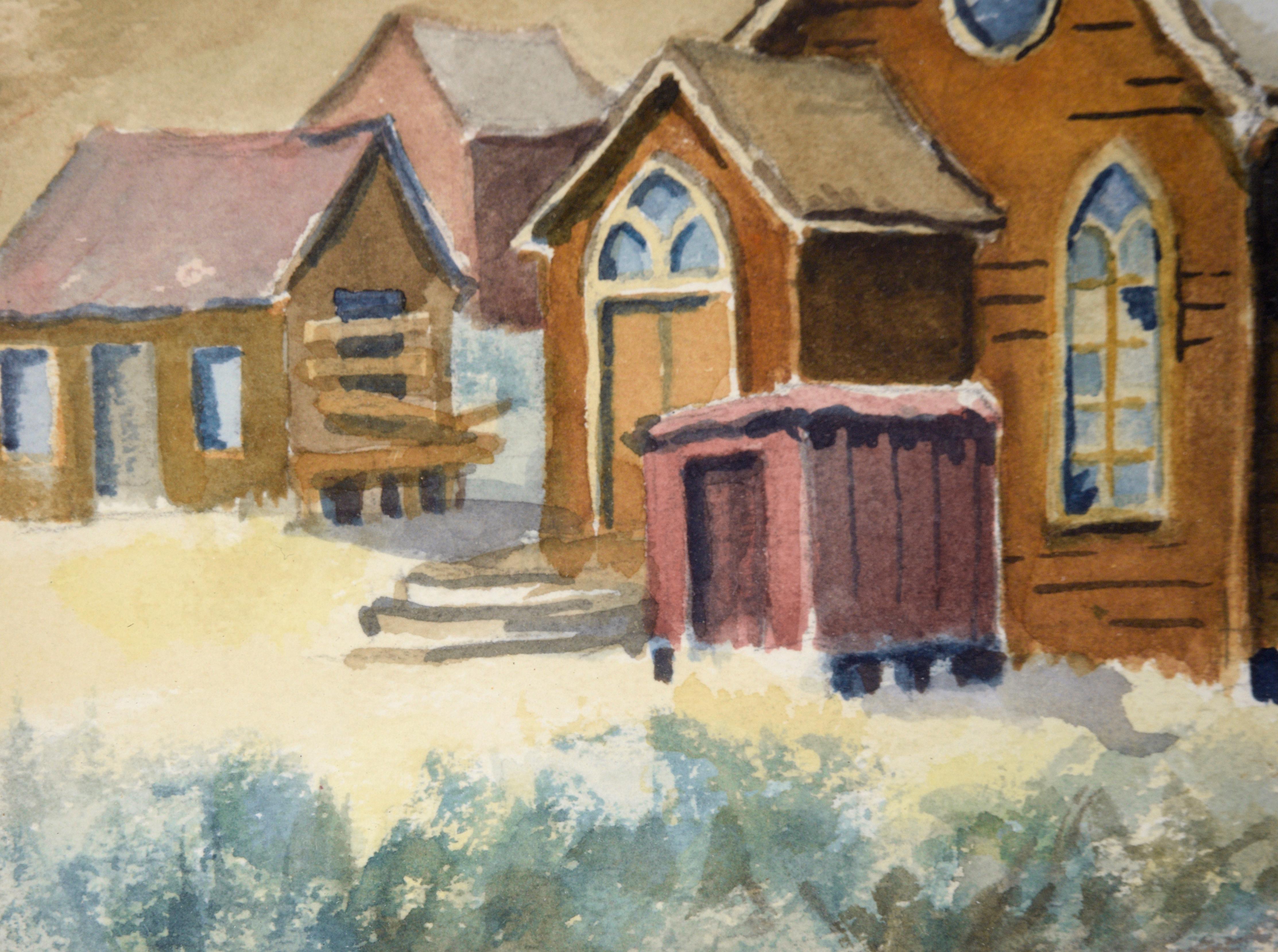 Church Methodist in Old Bodie Ghost Town (église méthodiste de Bodie Ghost Town) - Aquarelle sur papier en vente 1
