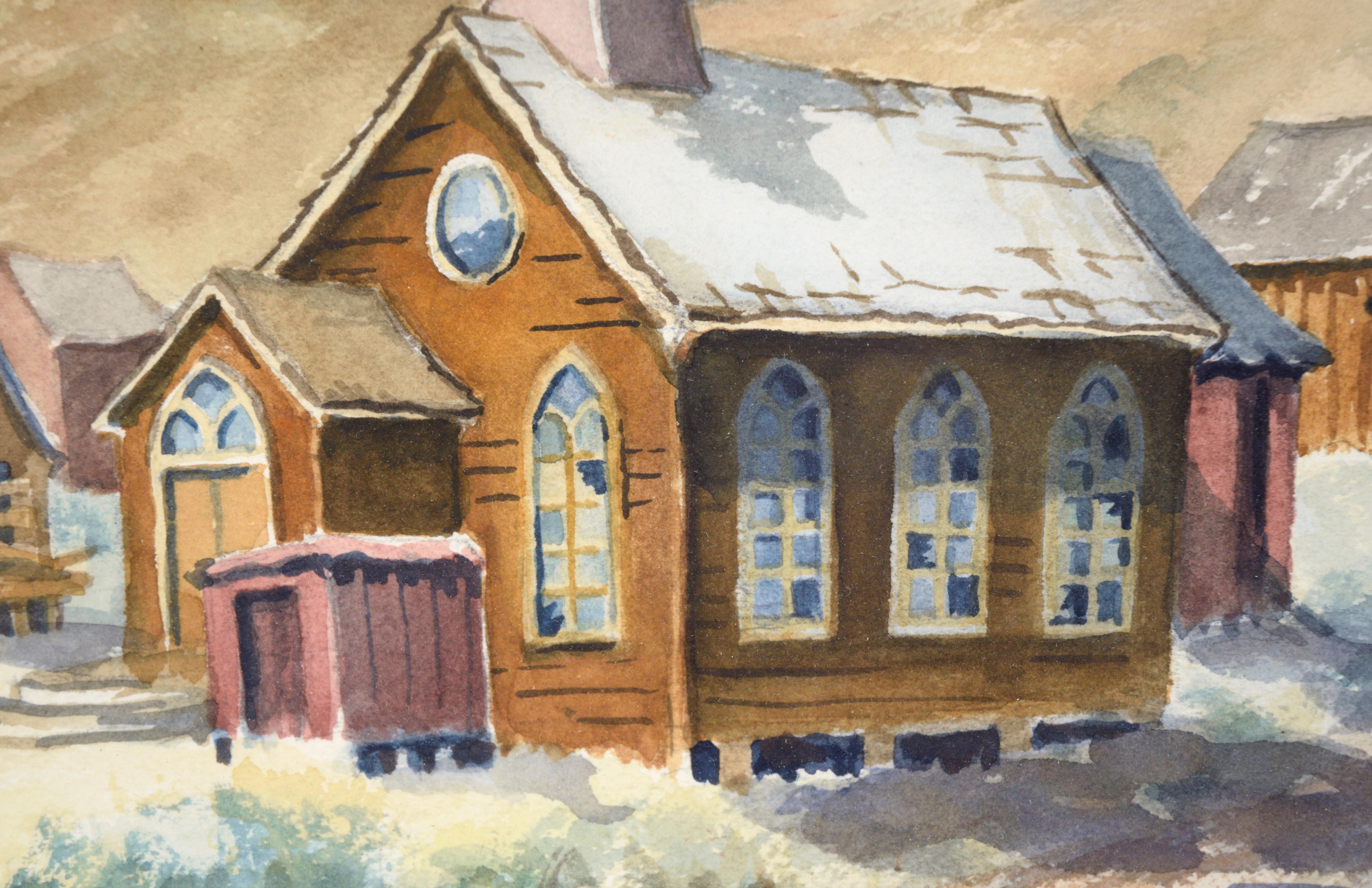 Église méthodiste de Bodie en Californie - Aquarelle sur papier

Délicieuse aquarelle de l'artiste californienne Rachel Bentley (américaine, 1894-1991). La scène représente l'église méthodiste de Bodie, en Californie, qui a été construite en 1882.