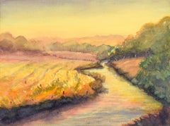 Golden Hour at the River - Watercolor Landscape on Paper