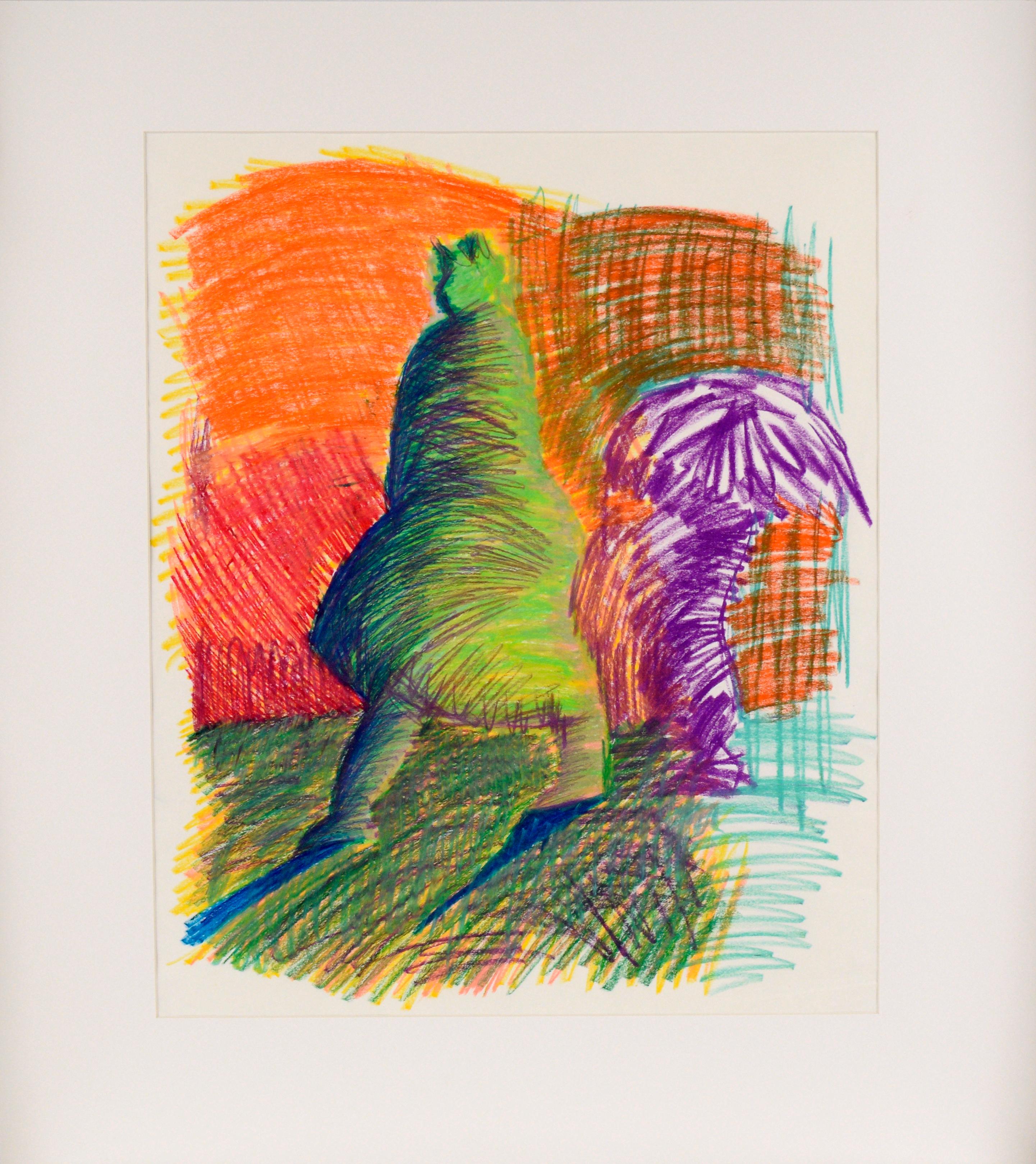 Mujer Abstracta en Sombras en Pastel sobre Papel