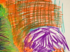 Femme abstraite dans des ombres au pastel sur papier