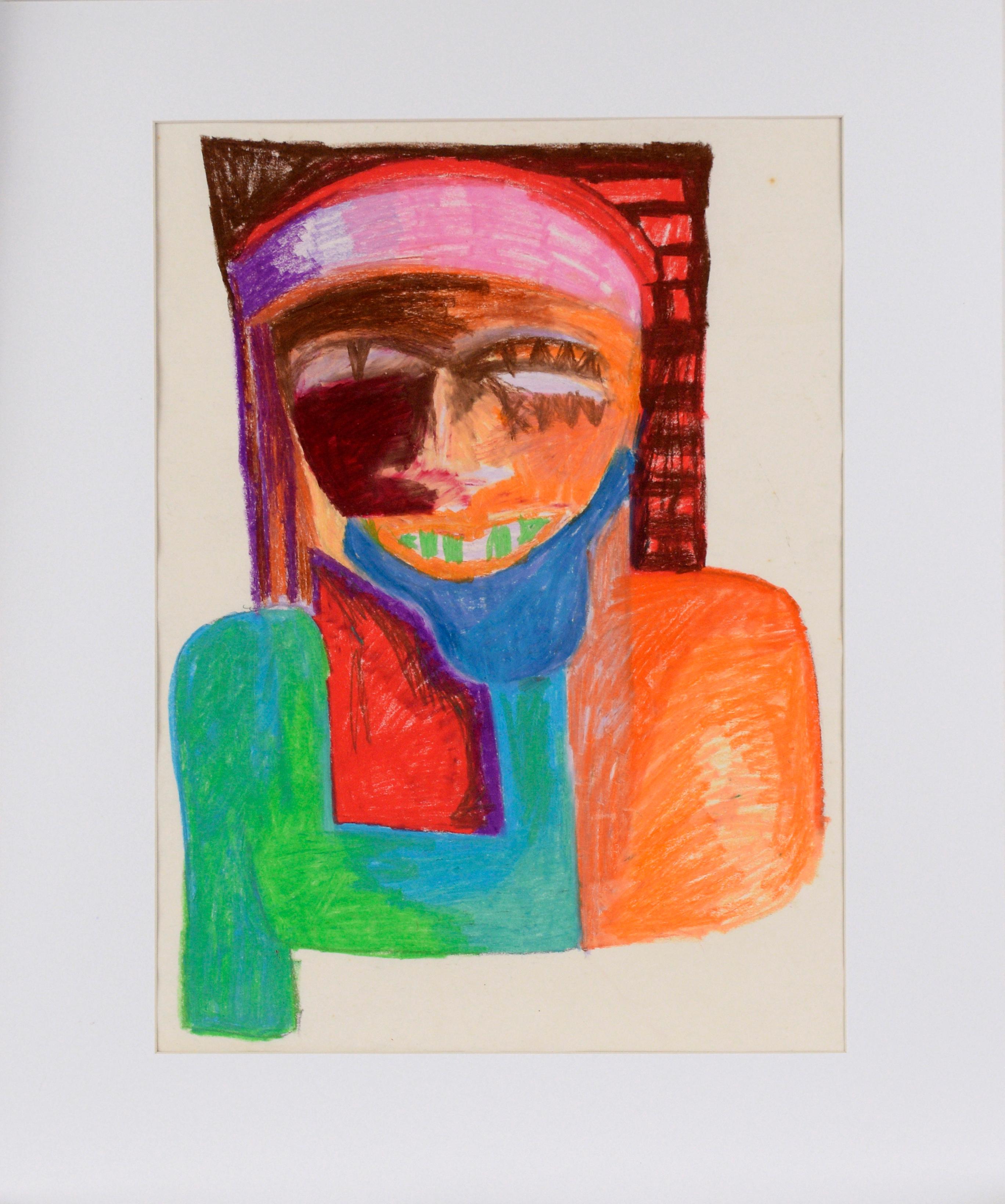 Abstracted Cubist Egyptian Pharaoh Portrait in Pastel on Paper - Art by Michael William Eggleston