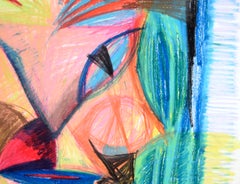 Ritratto cubista astratto di leone in pastello su carta