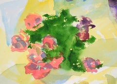 Bodegón Abstracto con Rosas y Juego de Café en Acuarela sobre Papel