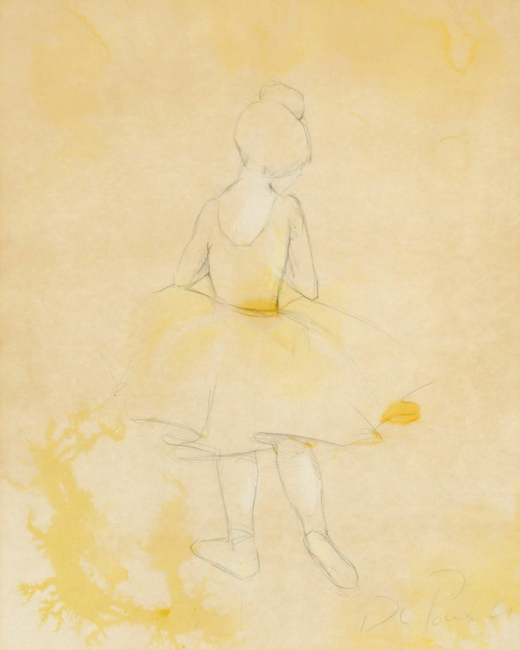 The Little Ballerina - Figurative Drawing in Pencil on Paper - Art by Unknown