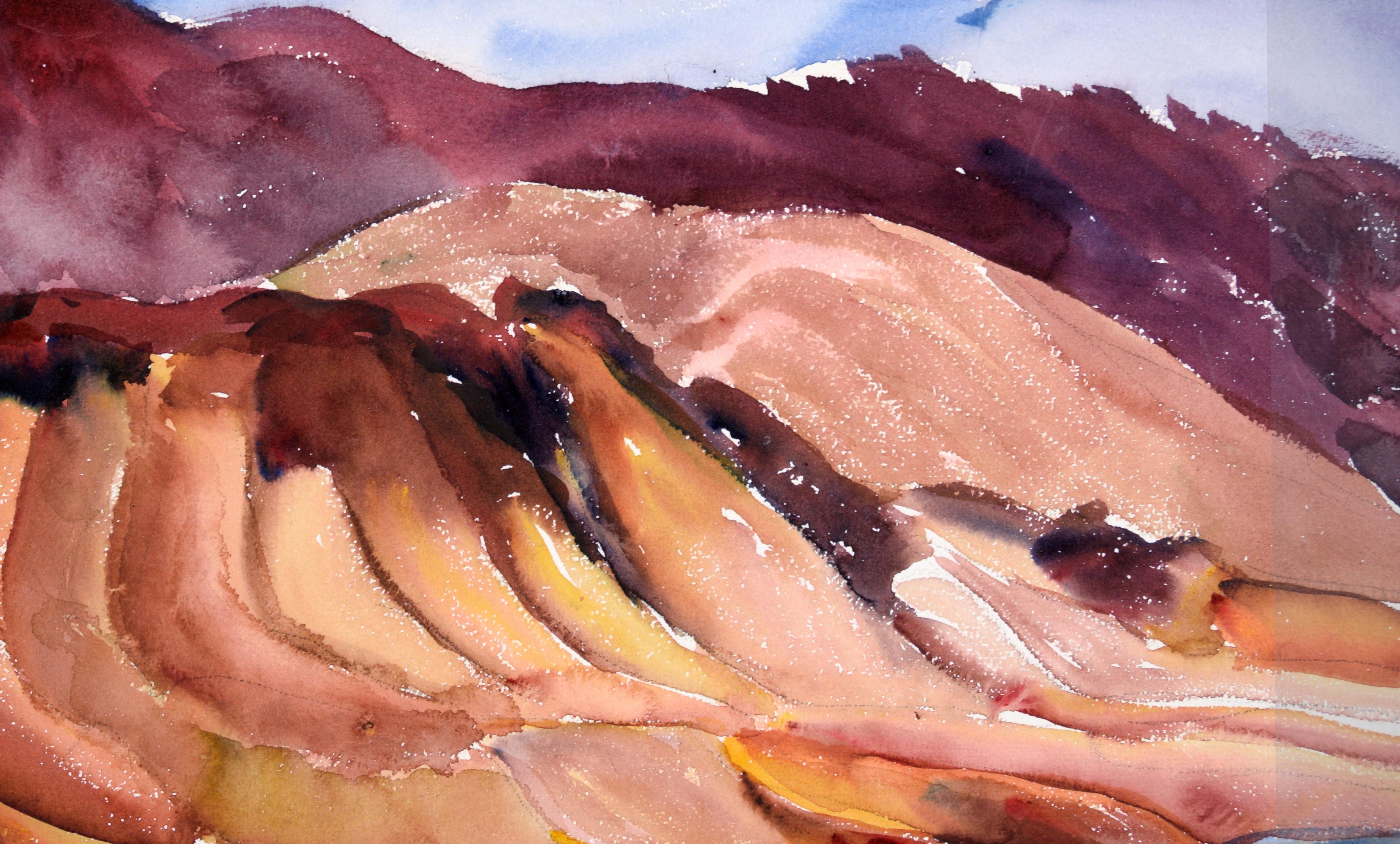Red Rock Canyon River, Modernist Landscape in Watercolor on Paper - Art by Lucile Marie Johnston
