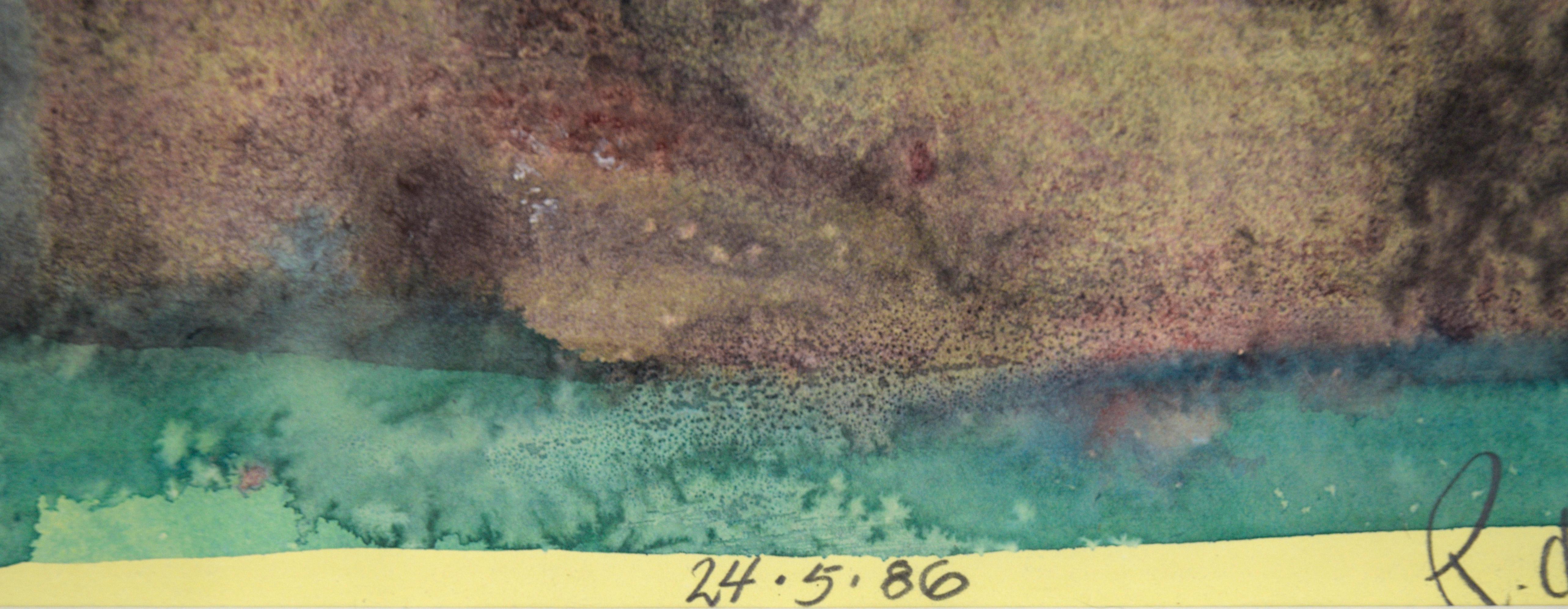Abstrakte Farbfeldkomposition in Aquarell auf Papier im Angebot 2