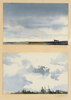 Two Mid Century Rural Landscapes in Watercolor on Paper