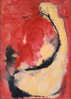 Red and Yellow Galaxy Abstract on Wrapper of Interview Magazine Acrylic on Paper