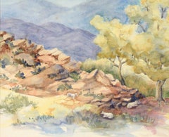"Mountain Climbers" - Mountain Landscape in Watercolor on Paper