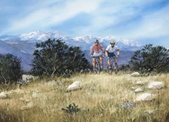 "Mountain Biking - East Highland" - California Landscape with Mountain Bikers