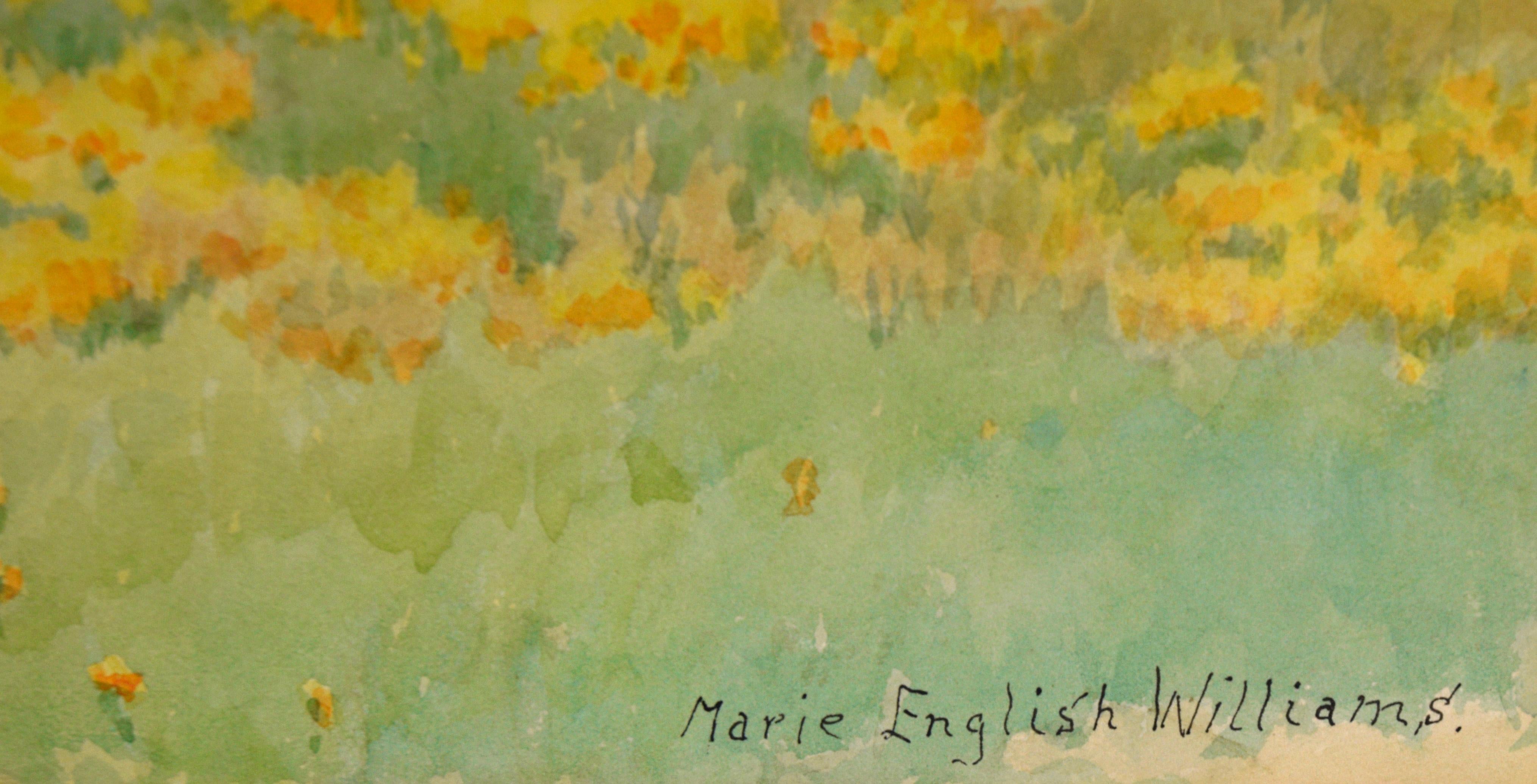 California Golden Poppies and Blue Oaks - Rural Landscape in Watercolor on Paper For Sale 5