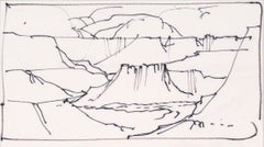Grand Canyon Plateau - Line Drawing Landscape in Ink on Paper