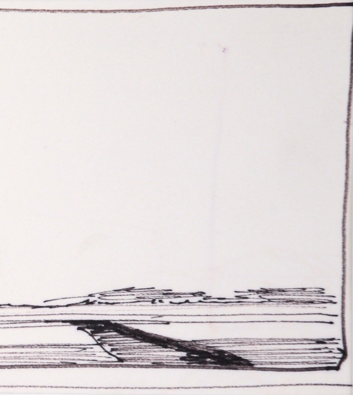 Un cielo sin nubes - Dibujo lineal Paisaje en tinta sobre papel - Art de Laurence Sisson
