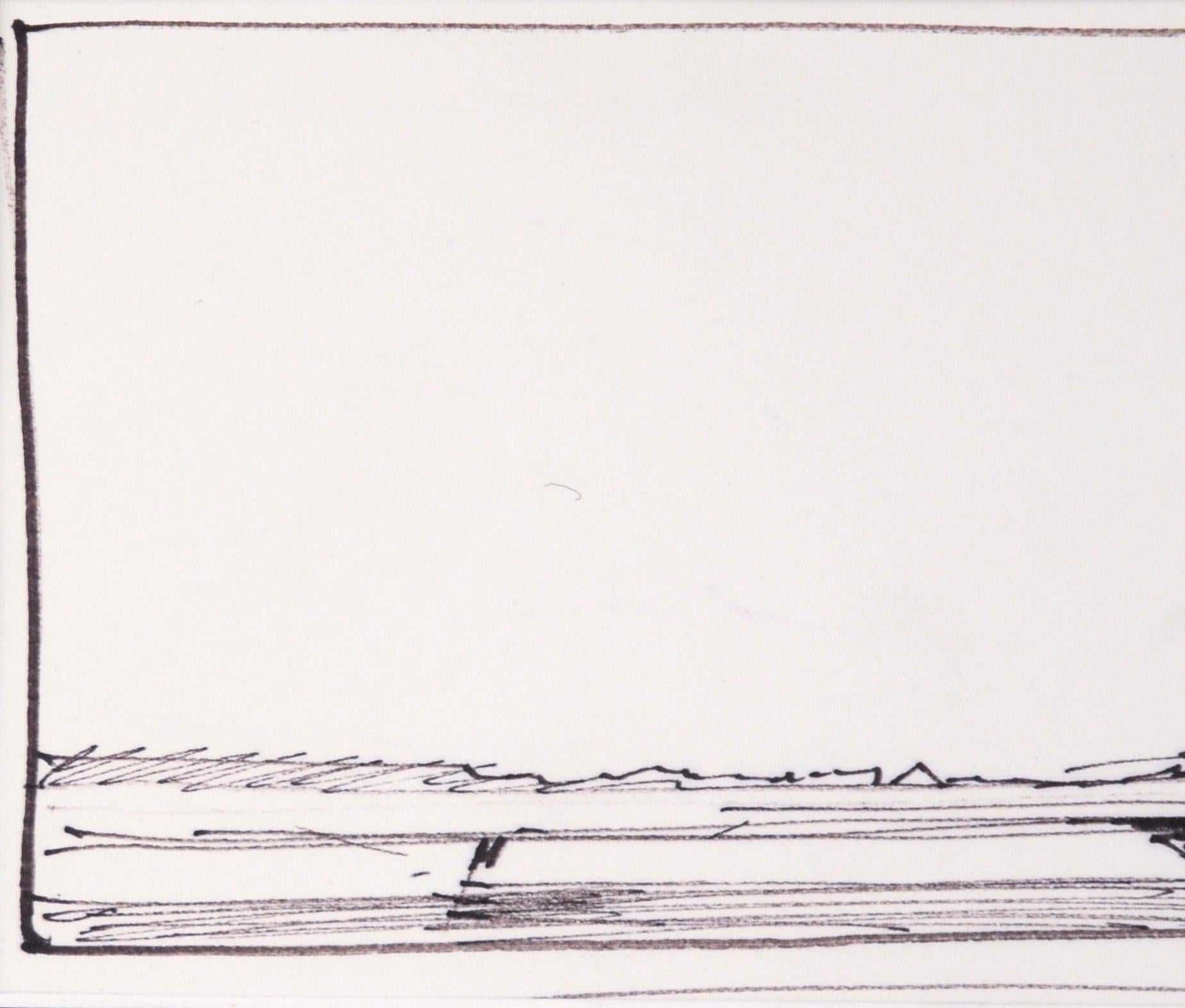 A Cloudless Sky - Line Drawing Landscape in Ink on Paper - Black Landscape Art by Laurence Sisson