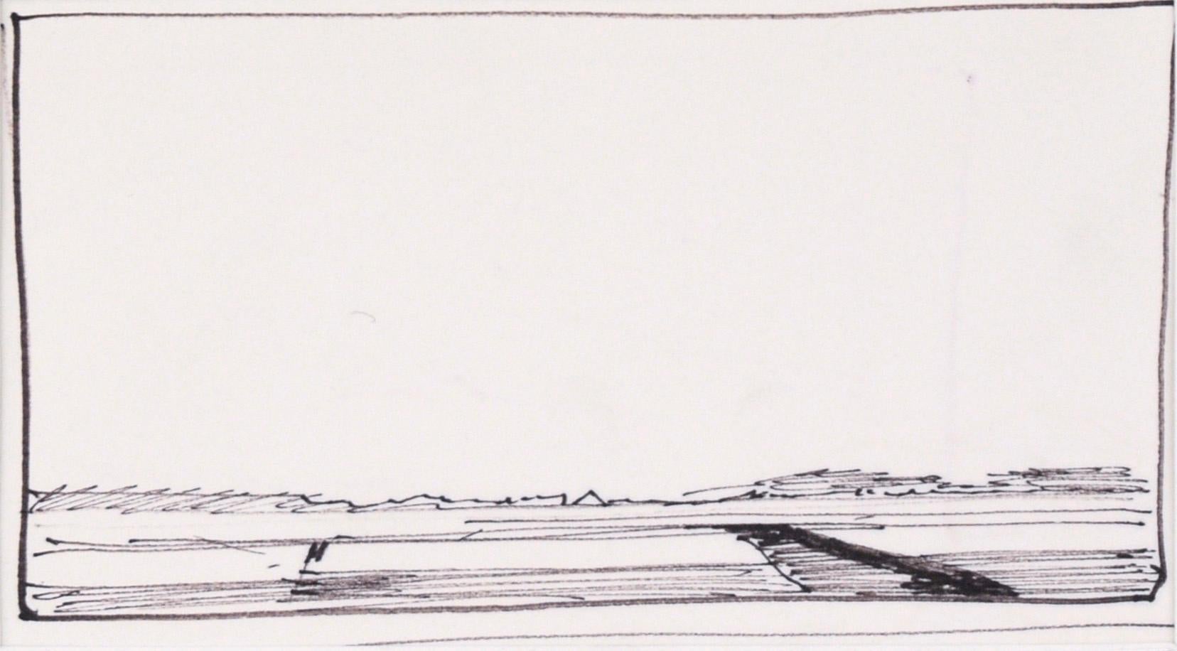 A Cloudless Sky - Line Drawing Landscape in Ink on Paper - American Impressionist Art by Laurence Sisson