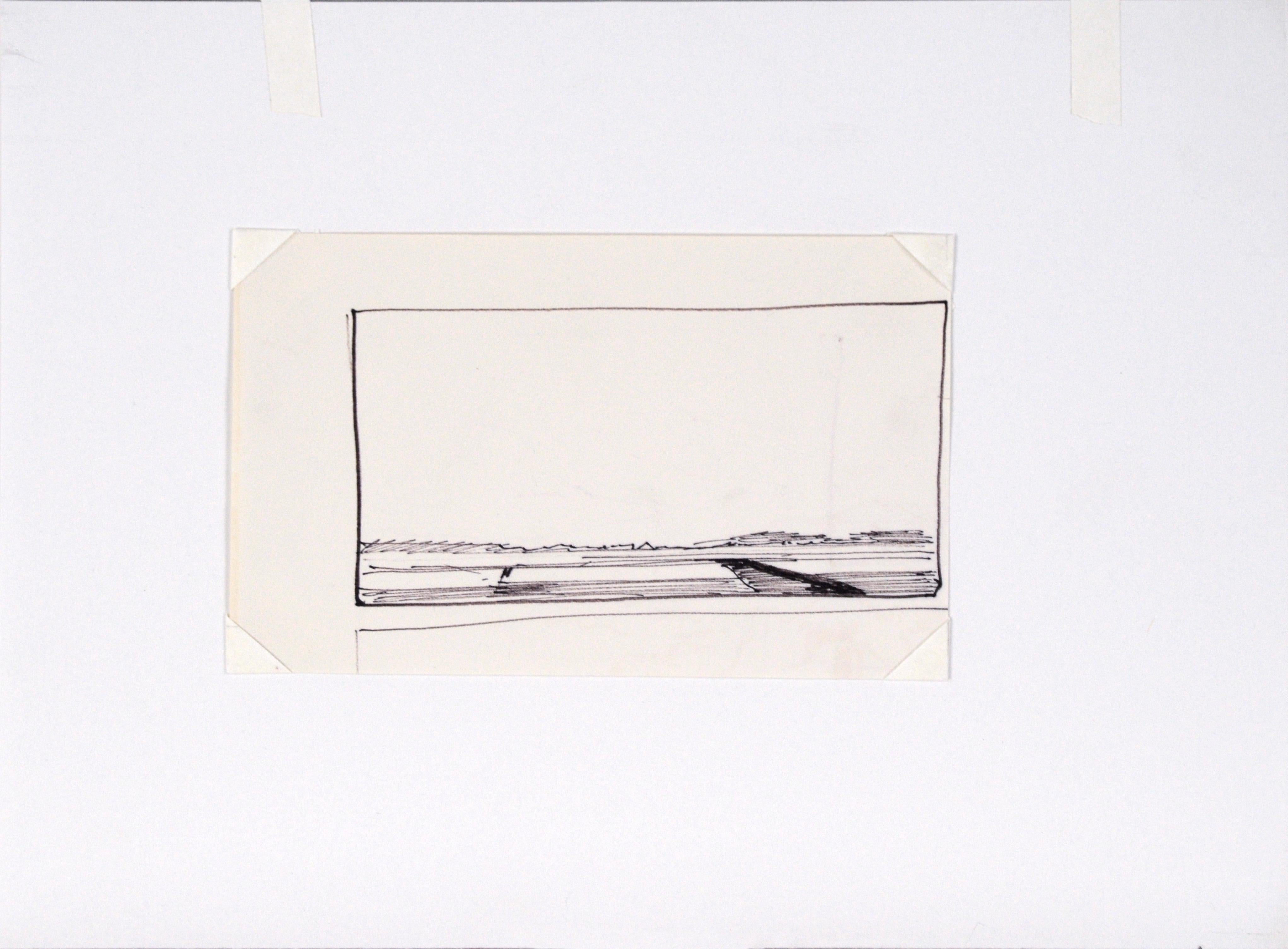 Un cielo sin nubes - Dibujo lineal Paisaje en tinta sobre papel - Art impresionista estadounidense de Laurence Sisson