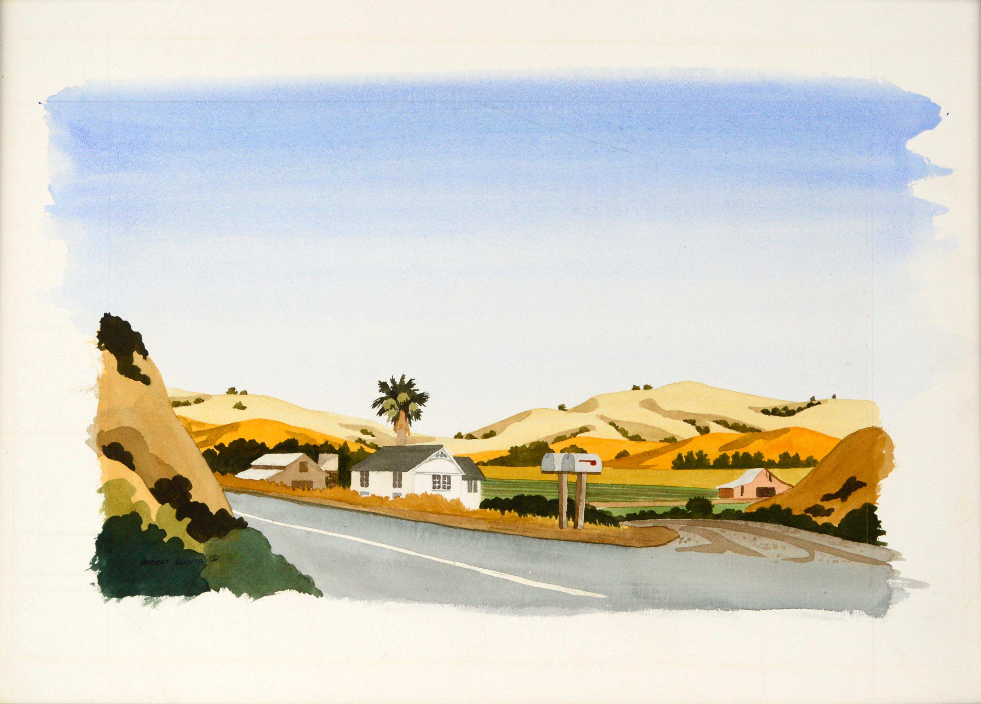 Aquarell auf Papier von San Jose Hills  – Art von Robert Sugita
