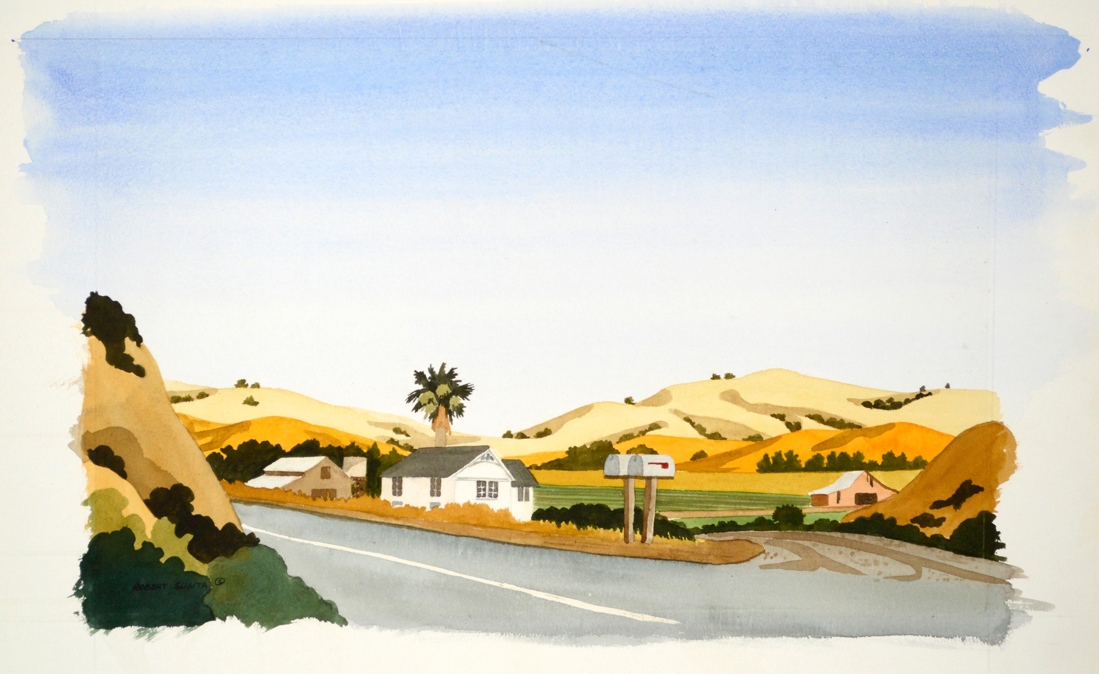 Aquarell auf Papier von San Jose Hills  (Amerikanischer Impressionismus), Art, von Robert Sugita