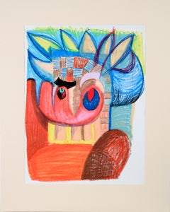 Abstracted Cubist Turkey in Pastel on Paper