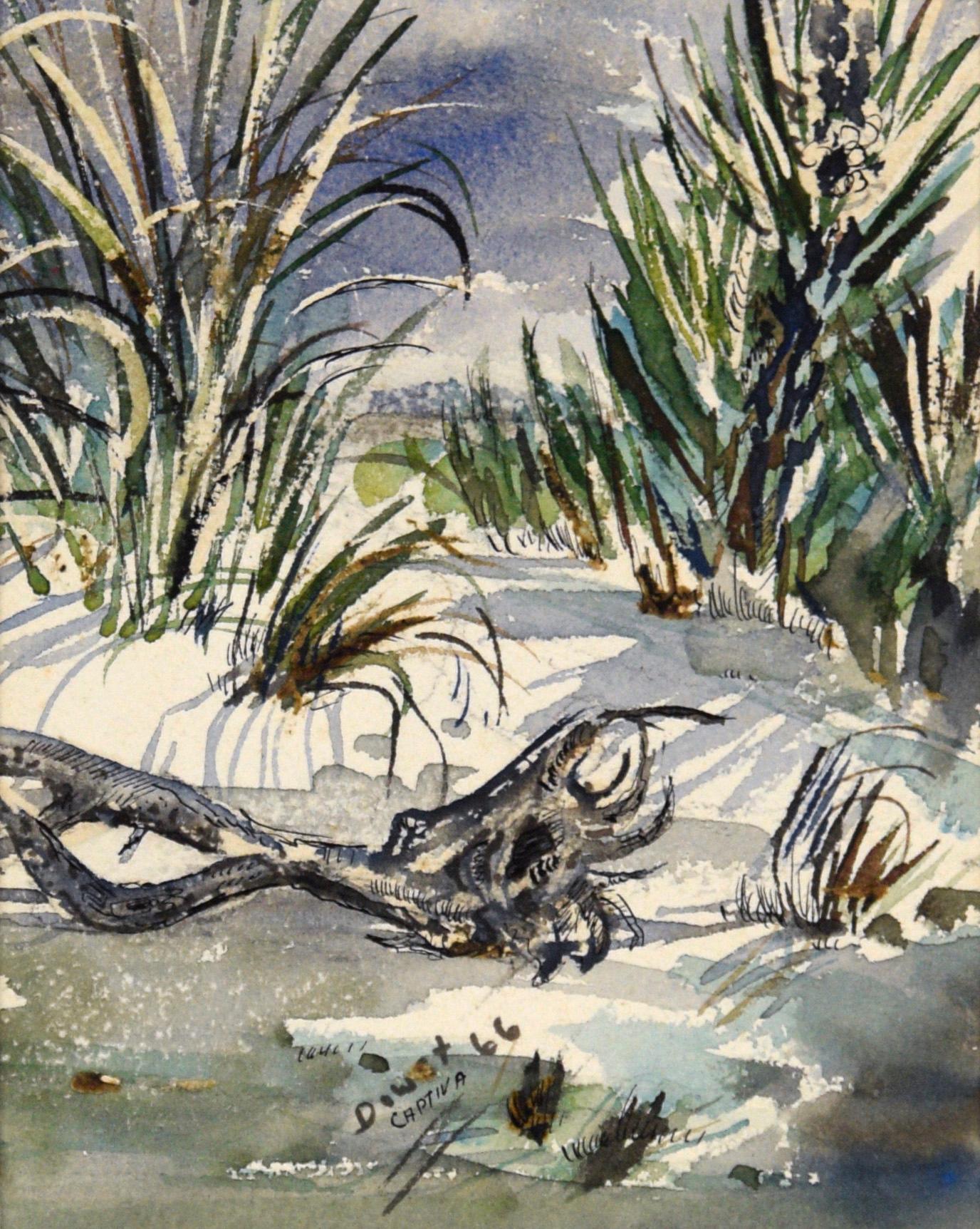 Captiva-Insel, Florida – Strandlandschaft in Aquarell auf Papier – Art von Unknown