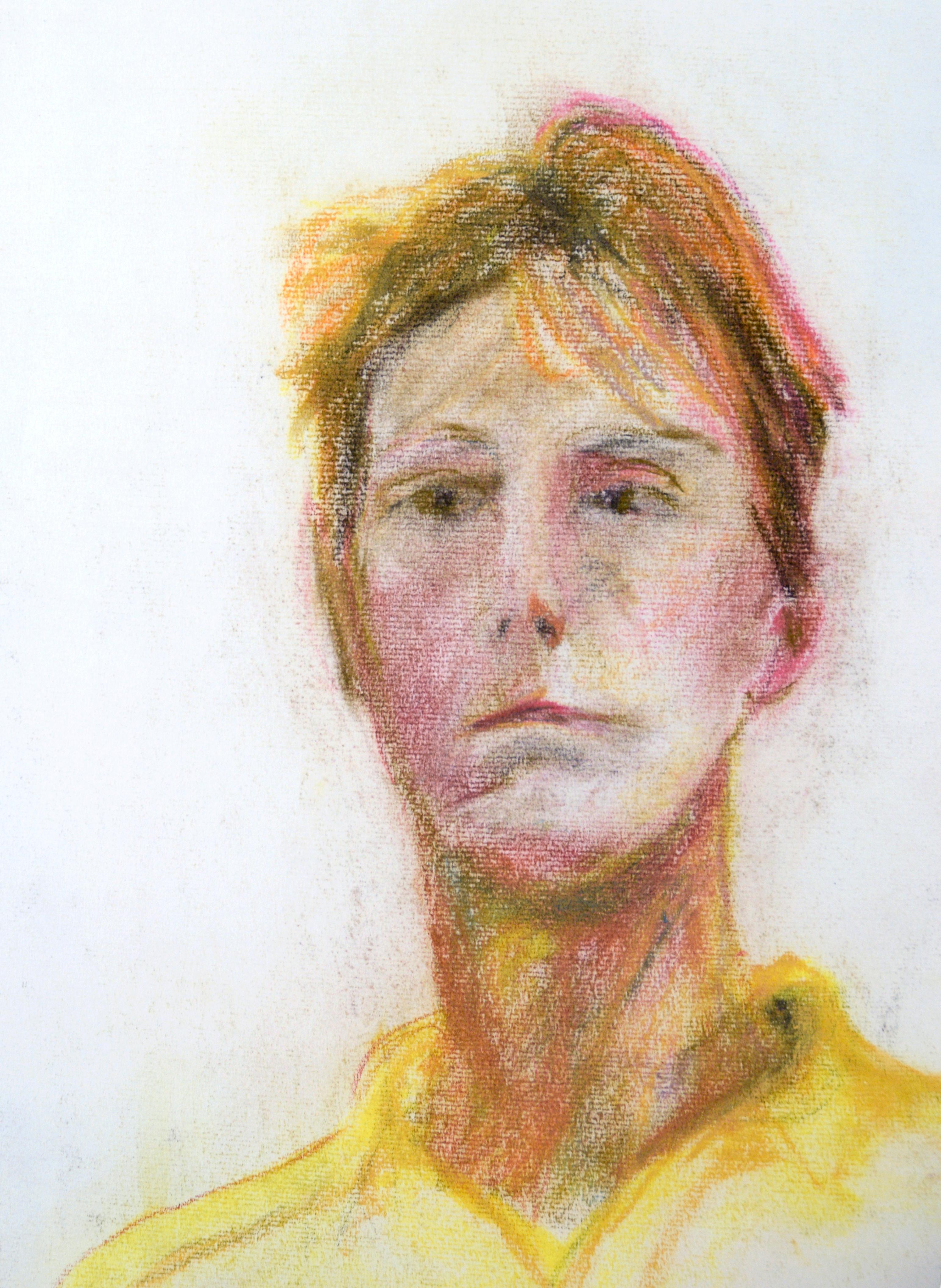 Artist's Self-Portrait in Pastel on Paper For Sale 1