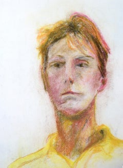 Autoritratto dell'artista a pastello su carta
