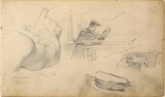 Sketchbook Page with Figures and Anatomical Details in Pencil on Paper - Germany