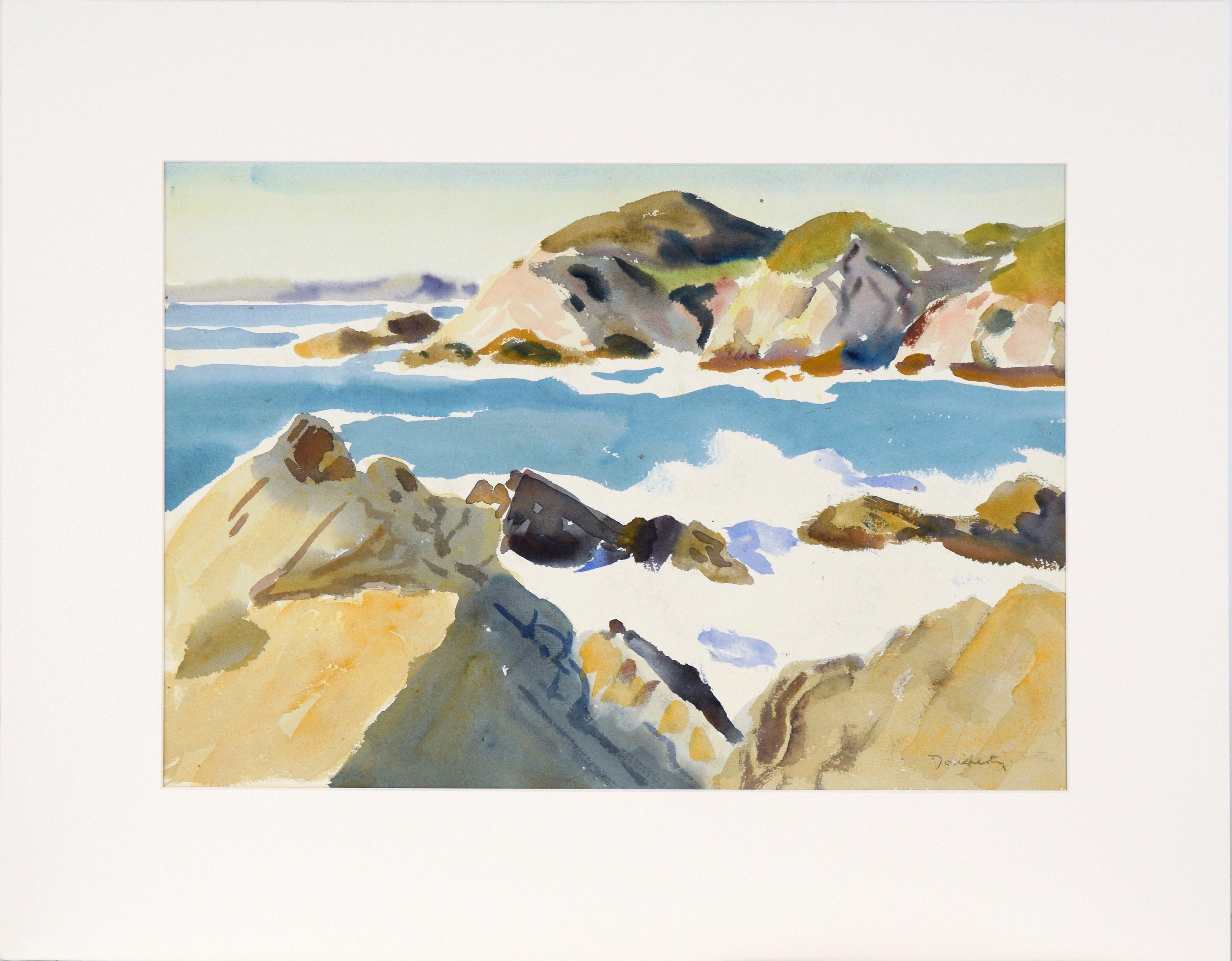 Paul Dougherty Landscape Art - Big Sur Coast Landscape in Watercolor on Paper