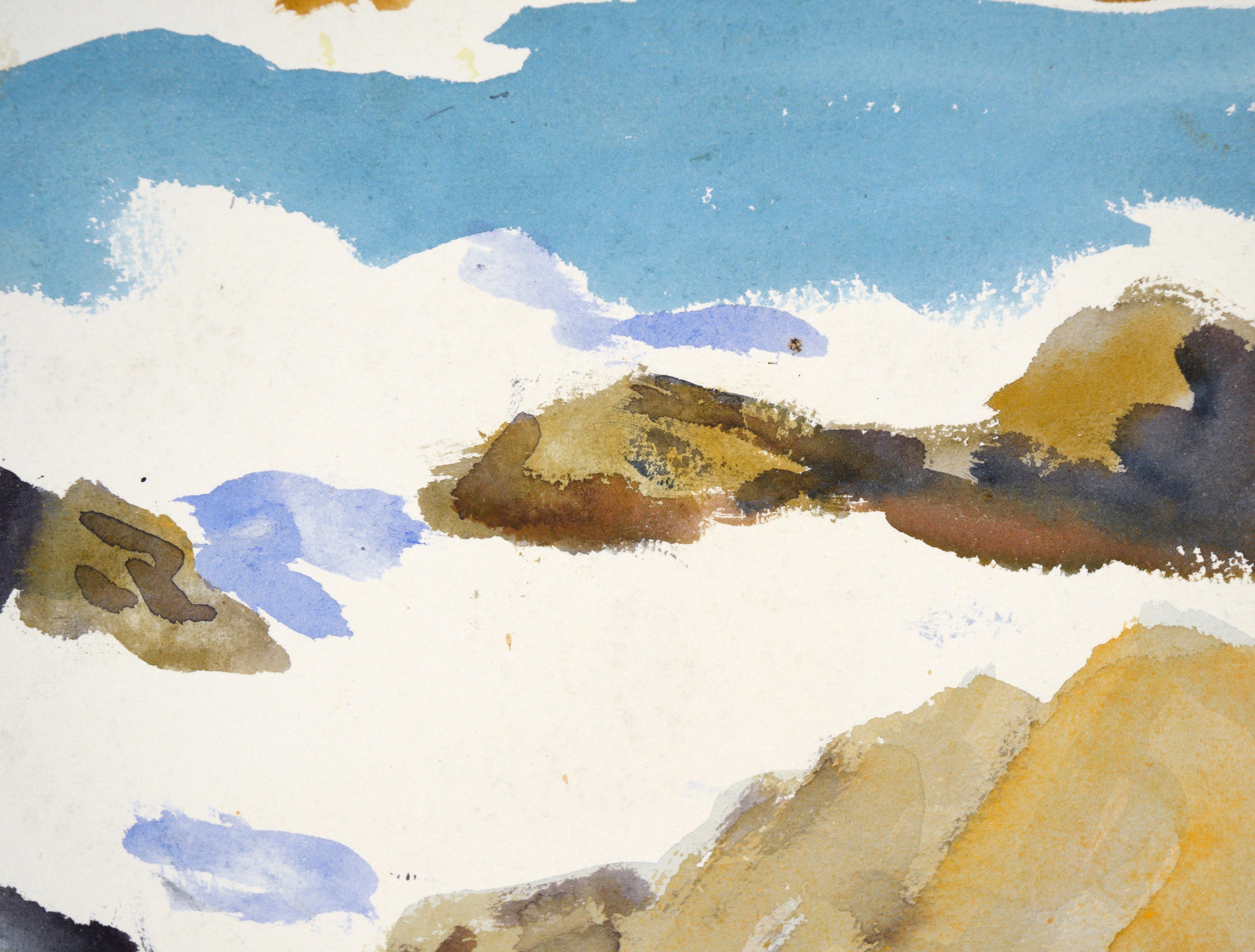 Big Sur Coast Landscape in Watercolor on Paper For Sale 1