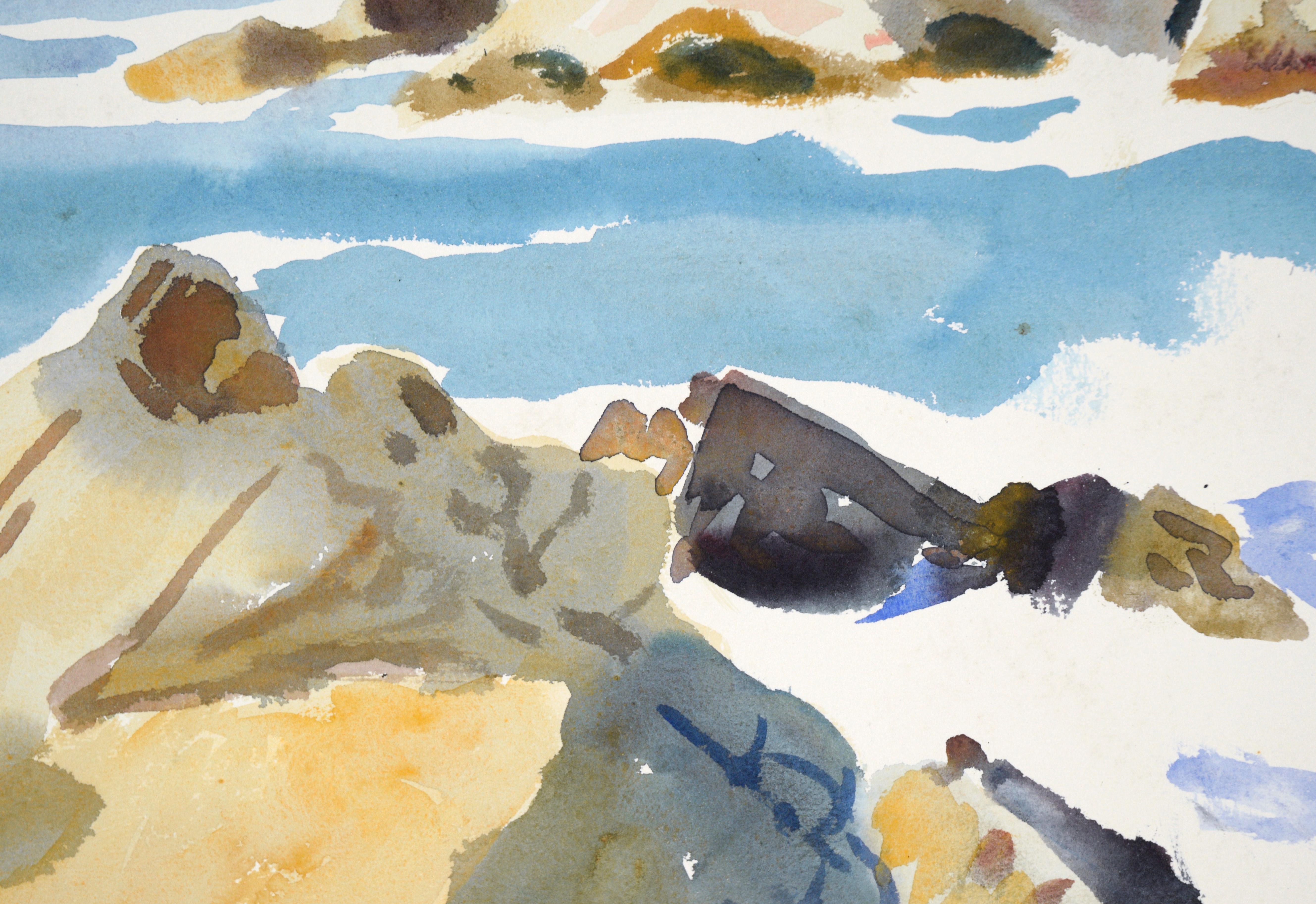 Big Sur Coast Landscape in Watercolor on Paper For Sale 2