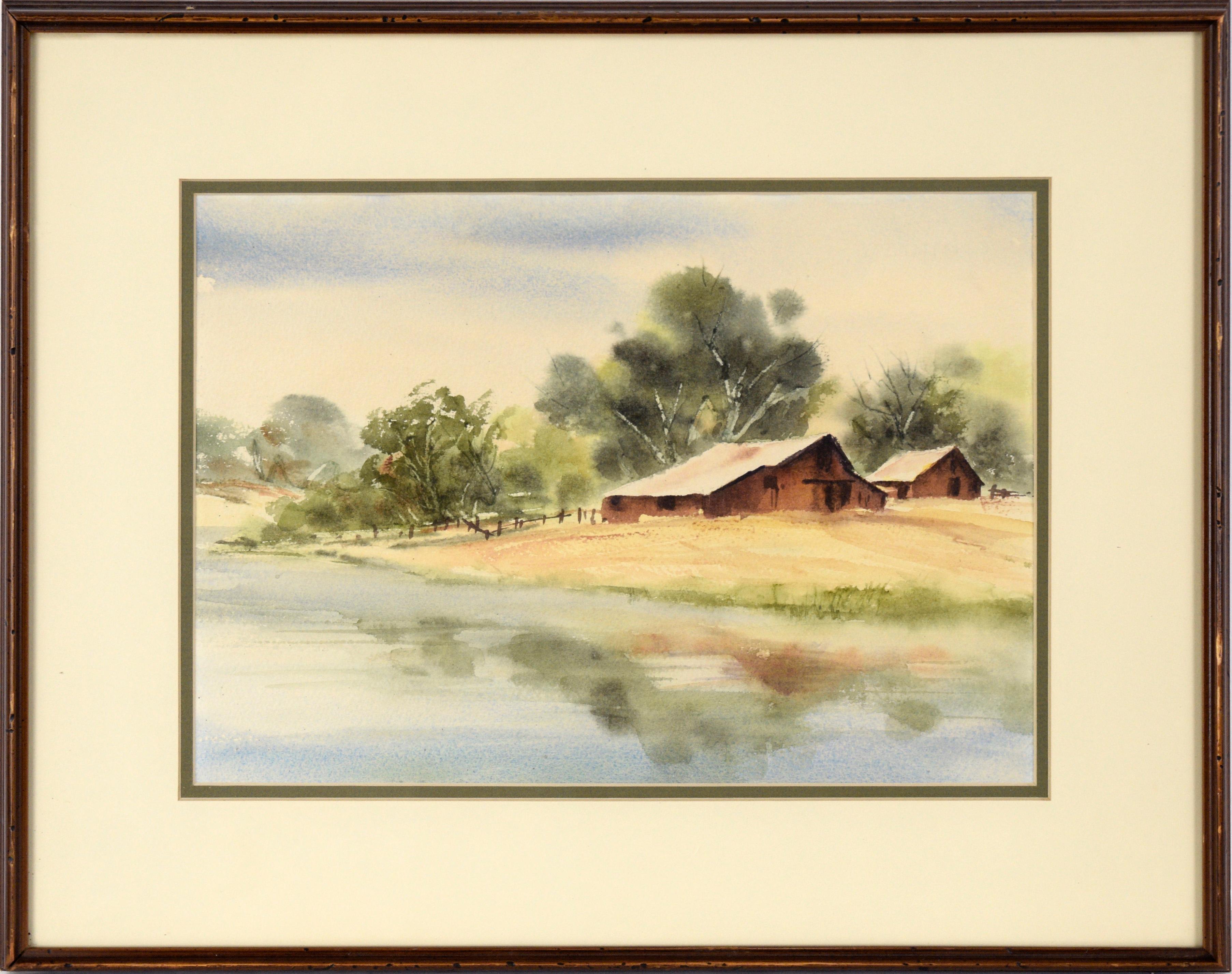 Alice Duke Landscape Art - "Shenandoah Valley" - Rural California Landscape in Watercolor on Paper