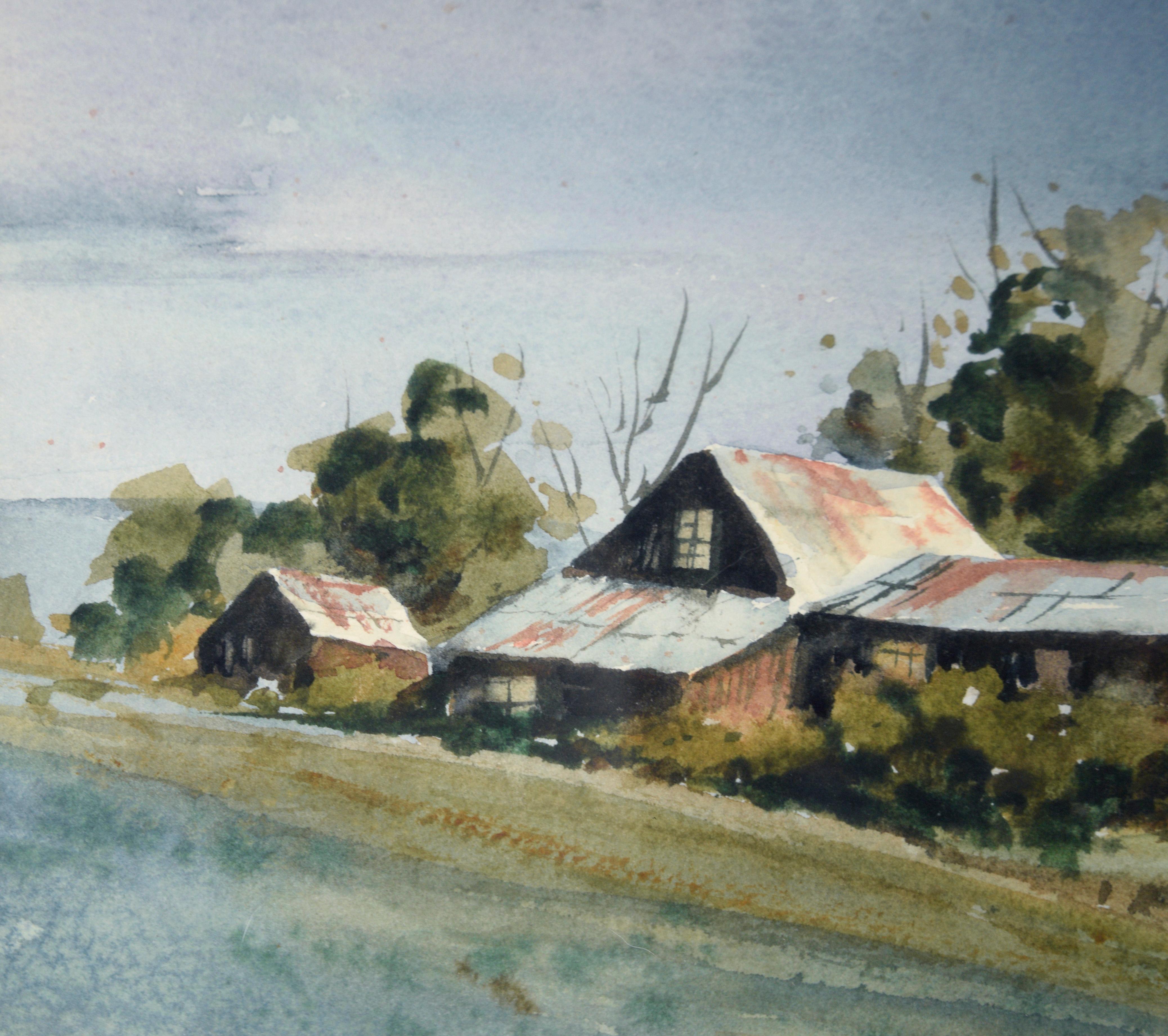 Farmhouse Amador Foothills - Rural California Landscape in Watercolor on Paper - American Impressionist Art by Alice Duke