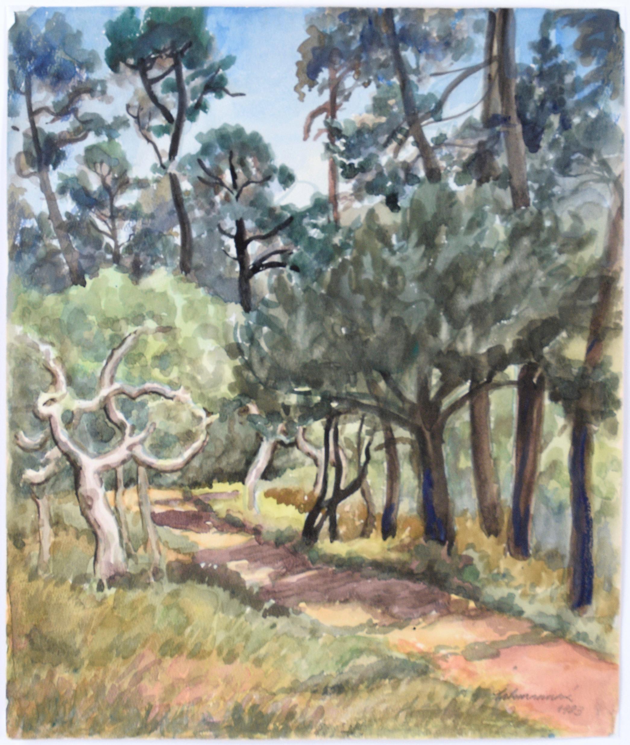 A Walk in the Woods - Original Watercolor Painting 1983 For Sale 2