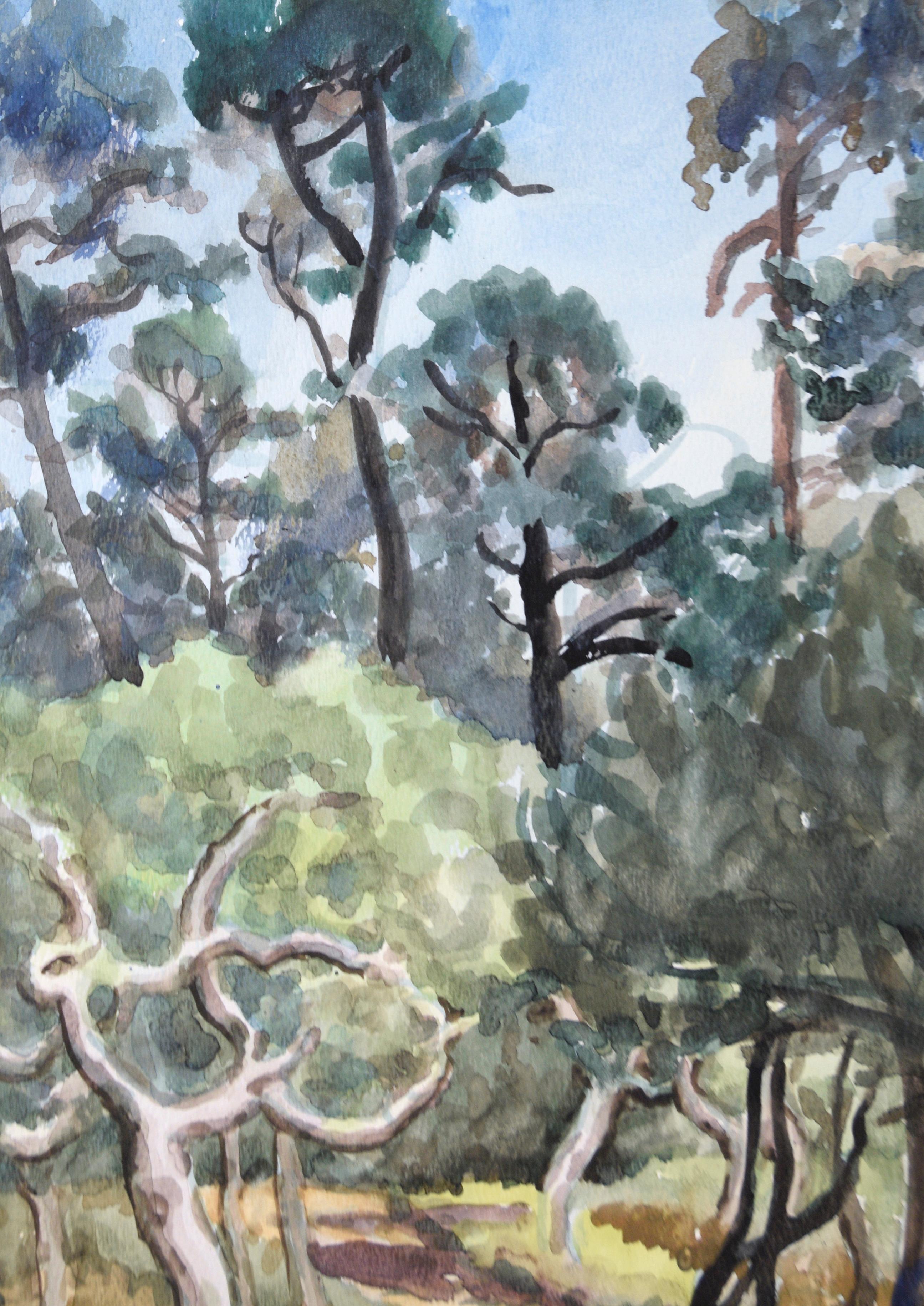 A Walk in the Woods - Original Watercolor Painting 1983 - Art by František Salamánek