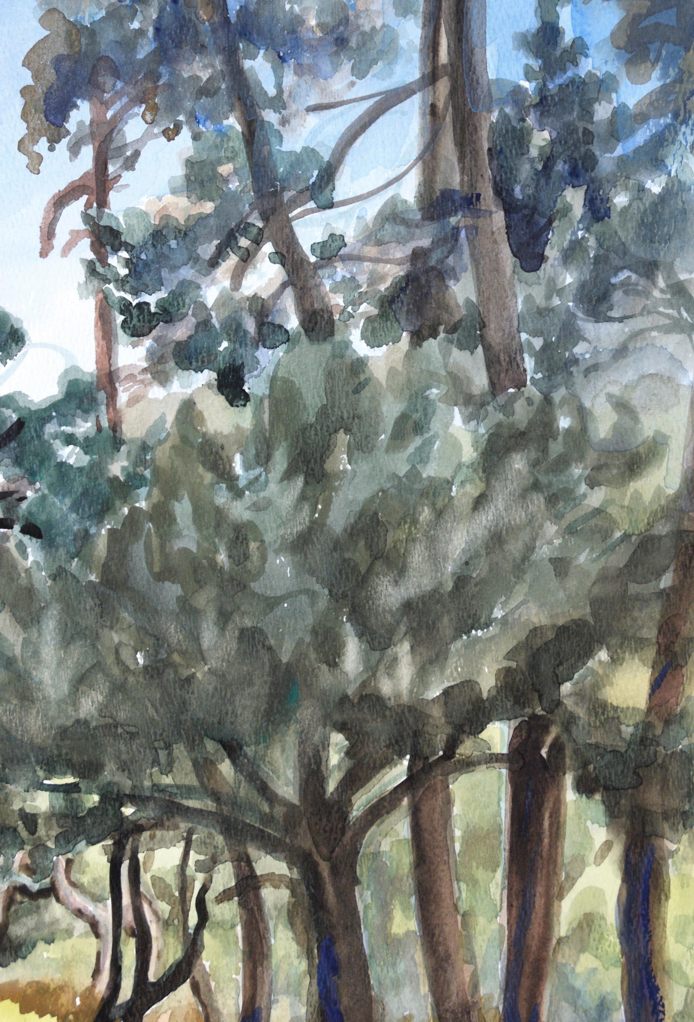 A Walk in the Woods - Original Watercolor Painting 1983 - Impressionist Art by František Salamánek